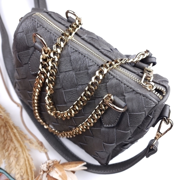 Madison West Grey Leather Weave Gold Chain Handbag / Shoulder / Crossbo… - Picture 6 of 10
